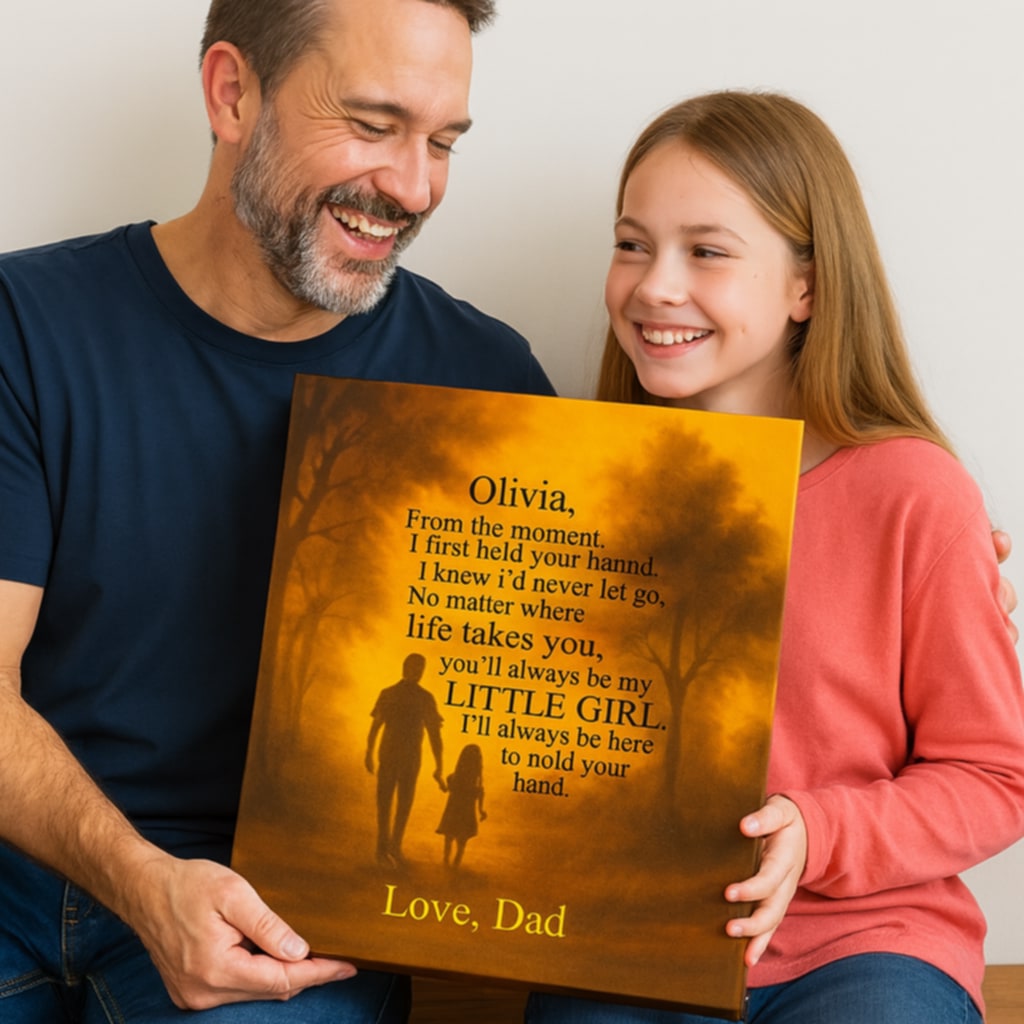 Dad & Daughter Hand in Hand Canvas Gift