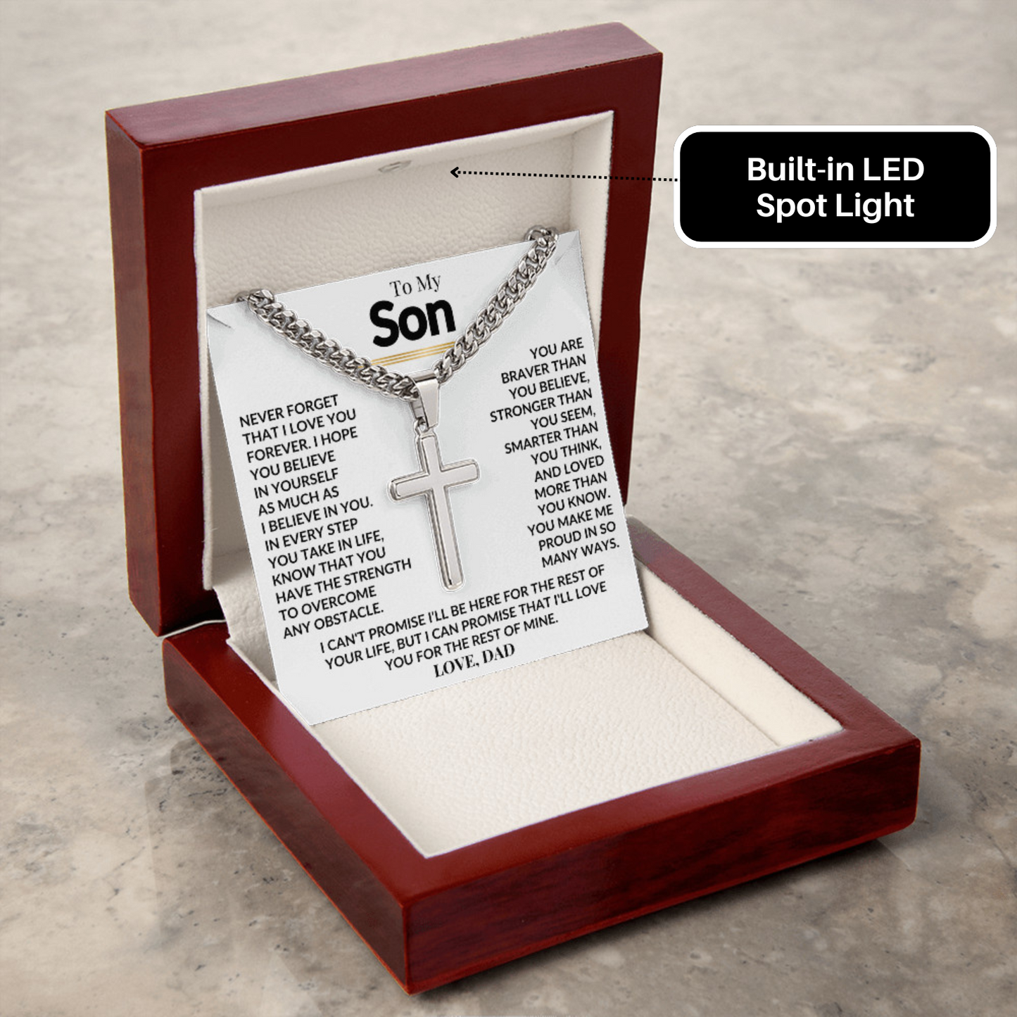To My Son - Artisan Cross on Cuban Link Chain