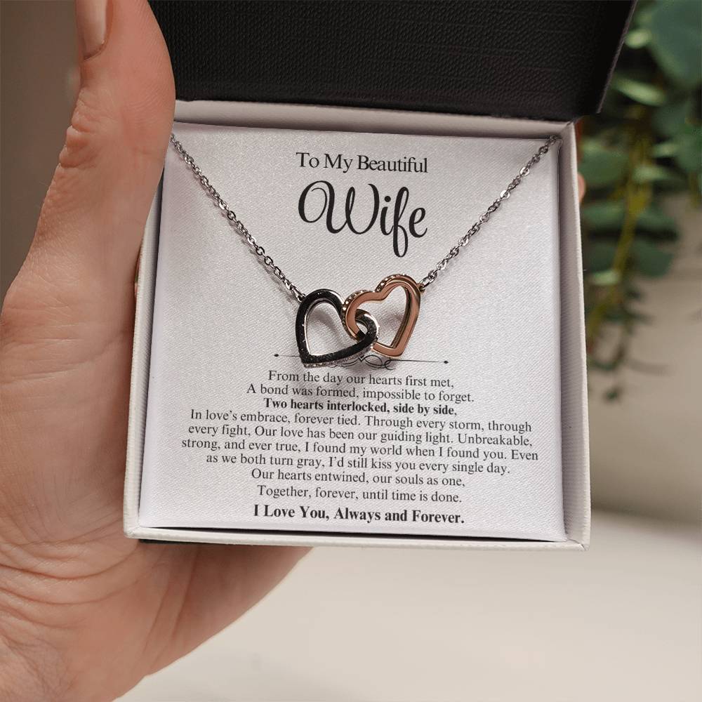 To My Wife Personalized Interlocking Hearts Gift - Vexa Style