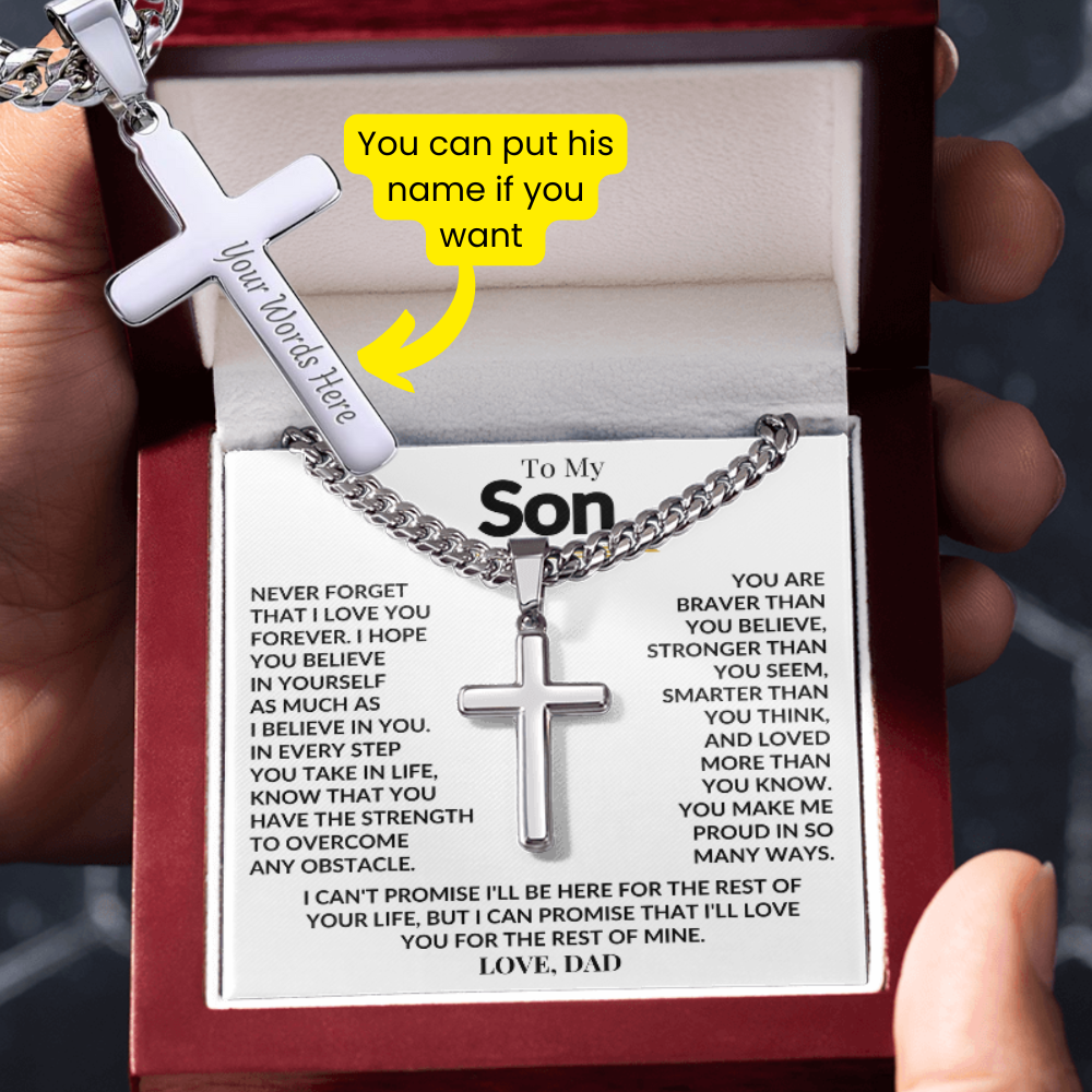 To My Son - Artisan Cross on Cuban Link Chain