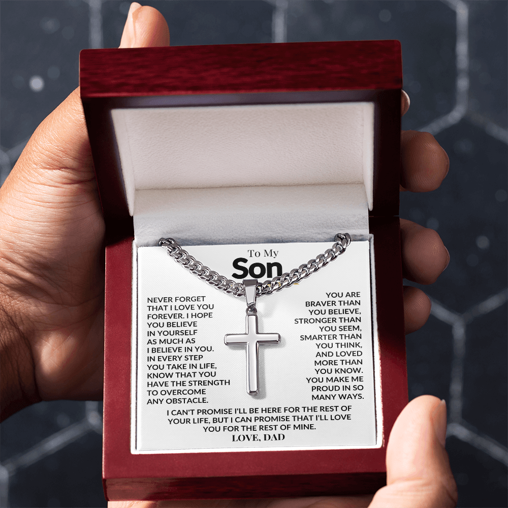 To My Son - Artisan Cross on Cuban Link Chain