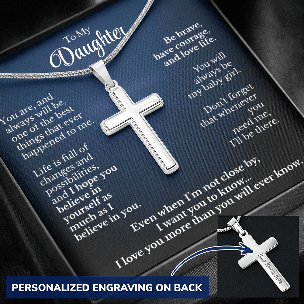Personalized Gift For Daughter Artisan Cross Necklace