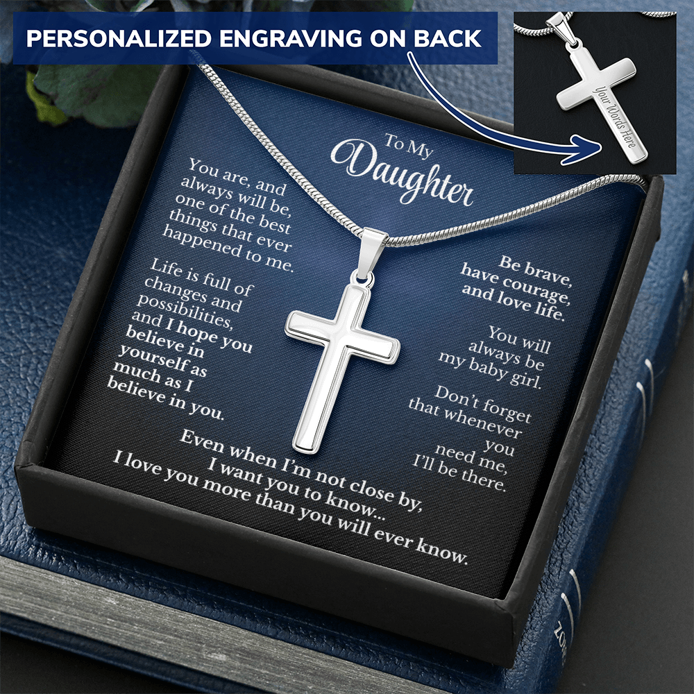 Personalized Gift For Daughter Artisan Cross Necklace