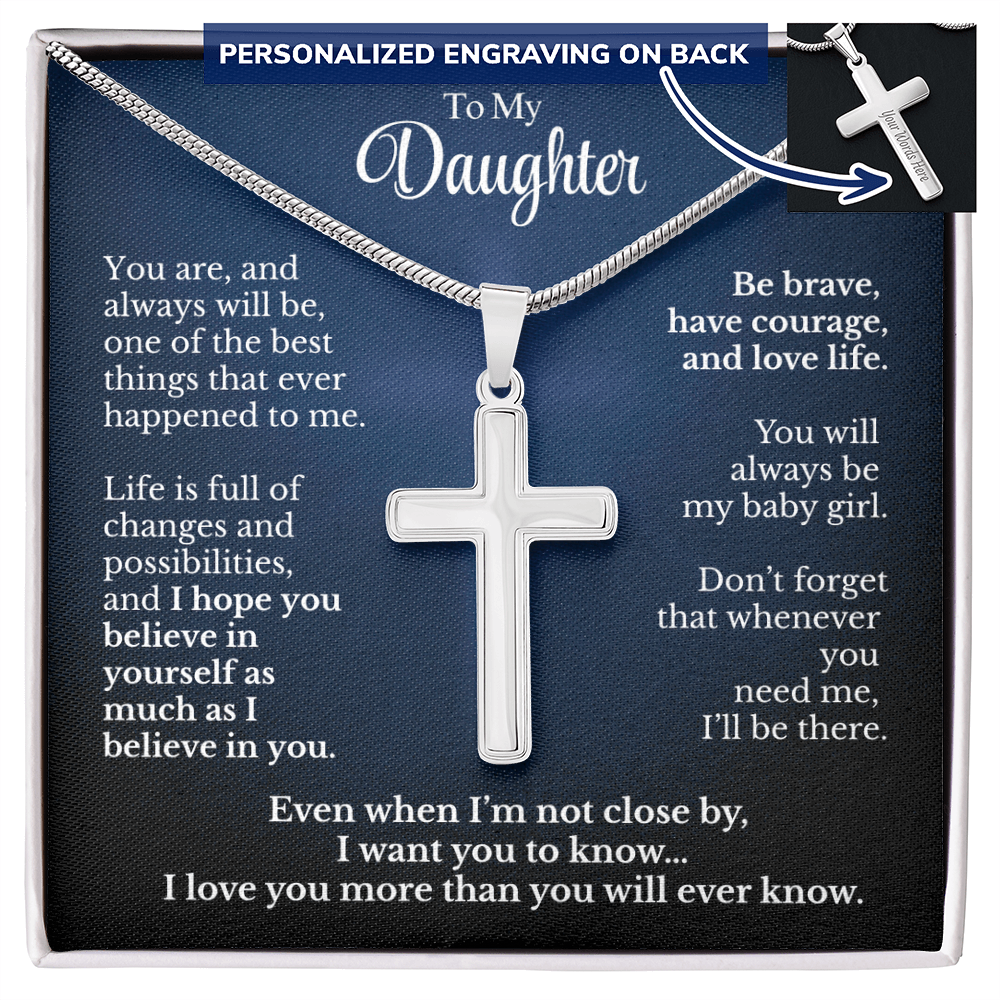 Personalized Gift For Daughter Artisan Cross Necklace