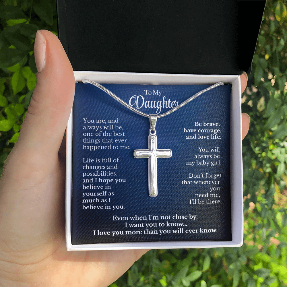 Personalized Gift For Daughter Artisan Cross Necklace