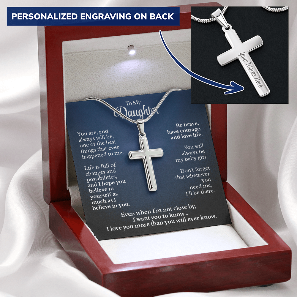 Personalized Gift For Daughter Artisan Cross Necklace