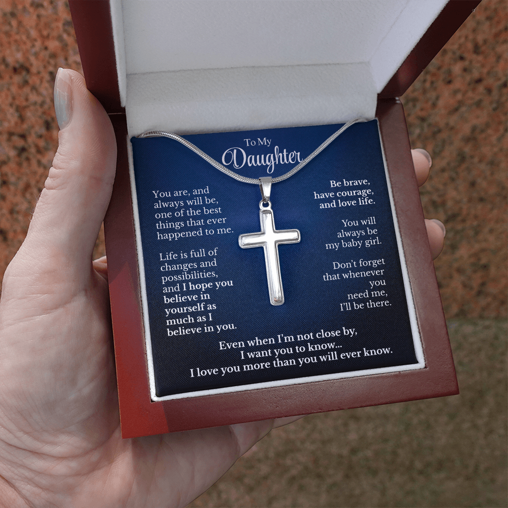 Personalized Gift For Daughter Artisan Cross Necklace