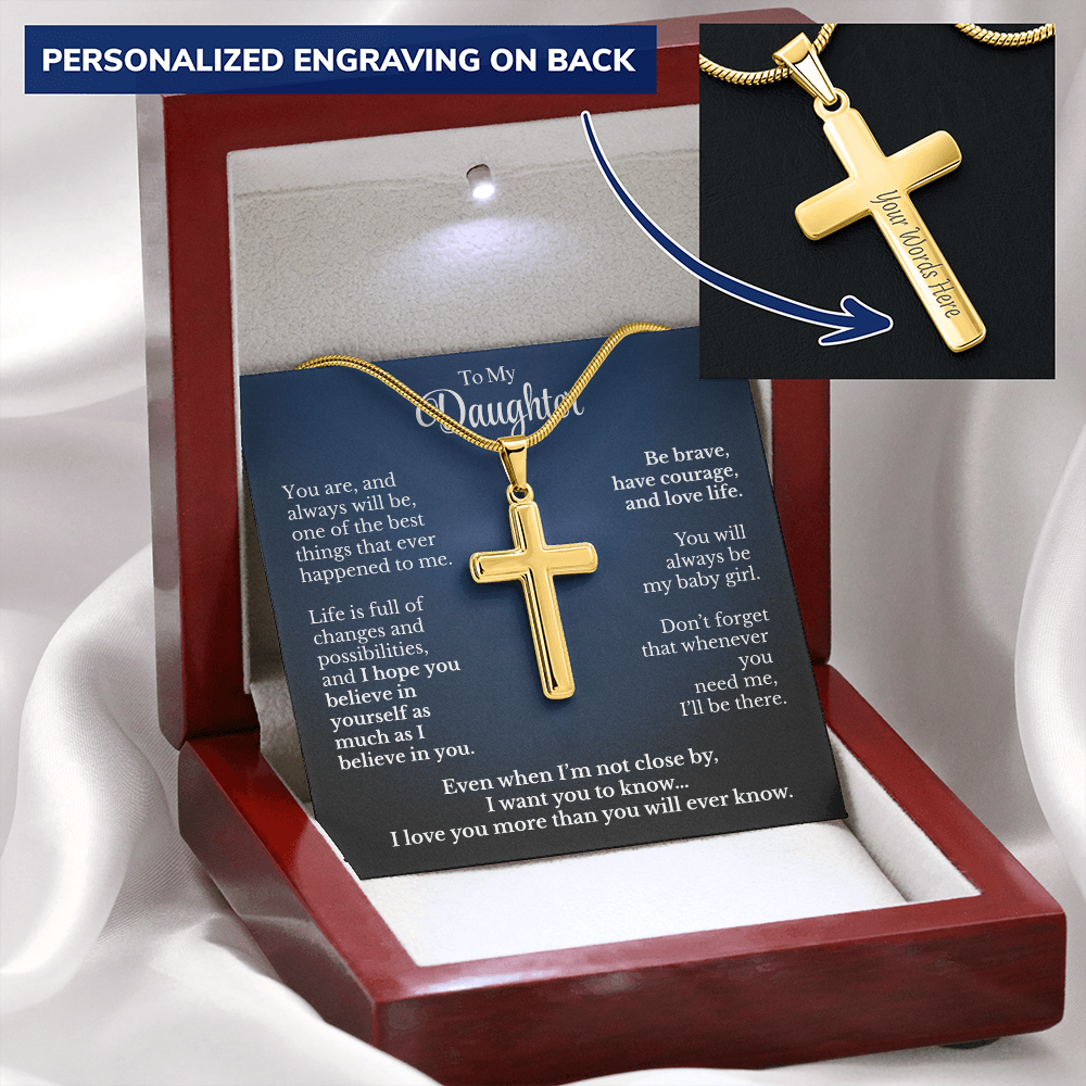 Personalized Gift For Daughter Artisan Cross Necklace
