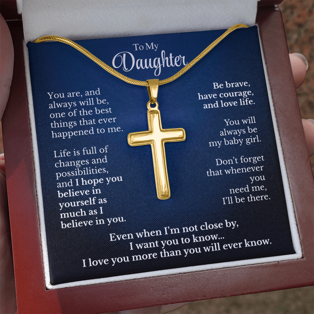 Personalized Gift For Daughter Artisan Cross Necklace