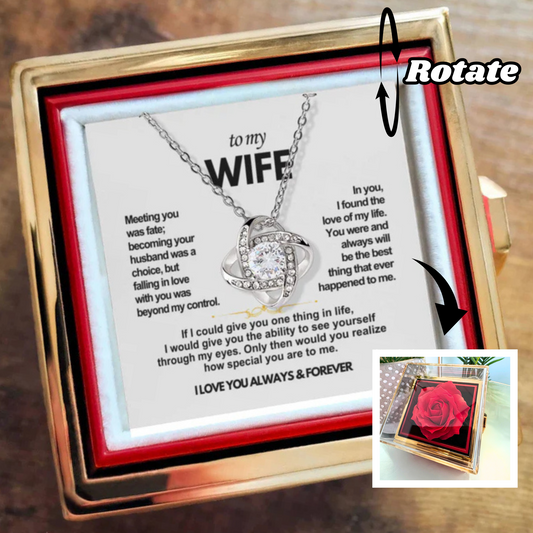 To My Wife  Promise Knot Necklace (FREE ROTATING ROSE GIFT BOX)