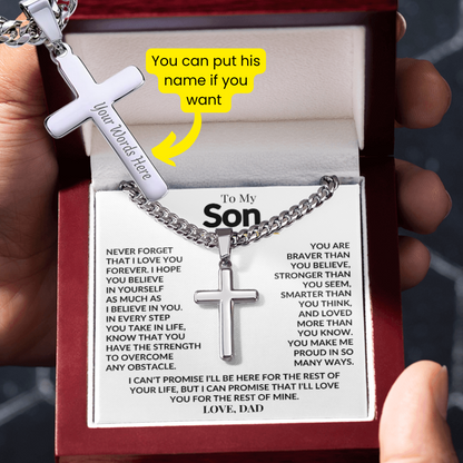 To My Son - Artisan Cross on Cuban Link Chain