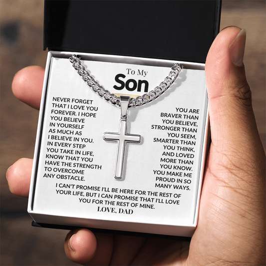 To My Son - Artisan Cross on Cuban Link Chain