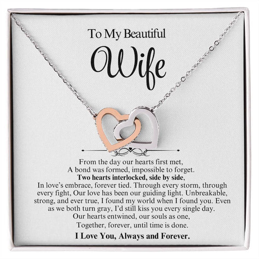 To My Wife Personalized Interlocking Hearts Gift