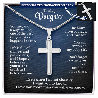 Personalized Gift For Daughter Artisan Cross Necklace