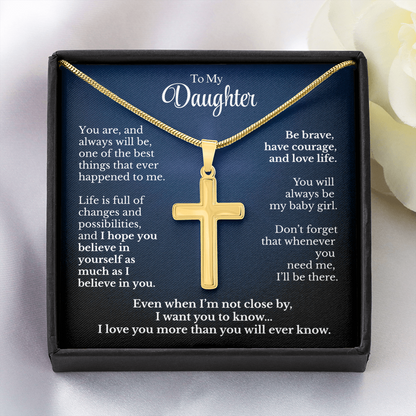 Personalized Gift For Daughter Artisan Cross Necklace